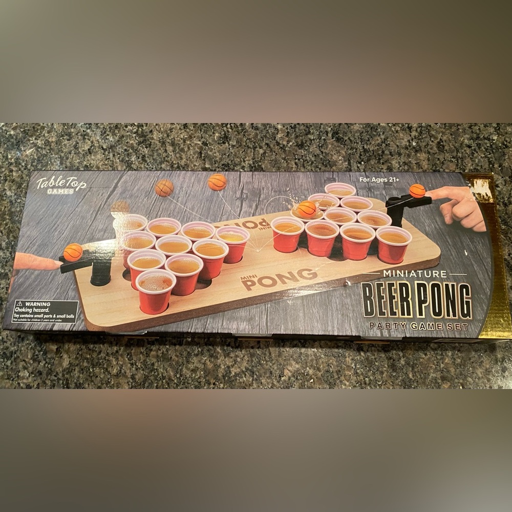 Mini Pong Beer Party Game Set - Red
